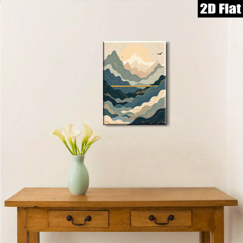 2D flat 1pc Majestic Mountainscape Sunrise Wall Art Living Room Bedroom Home Decor Modern Farmhouse Gallery Wrapped Canvas Prints Coastal Beach Aesthetic