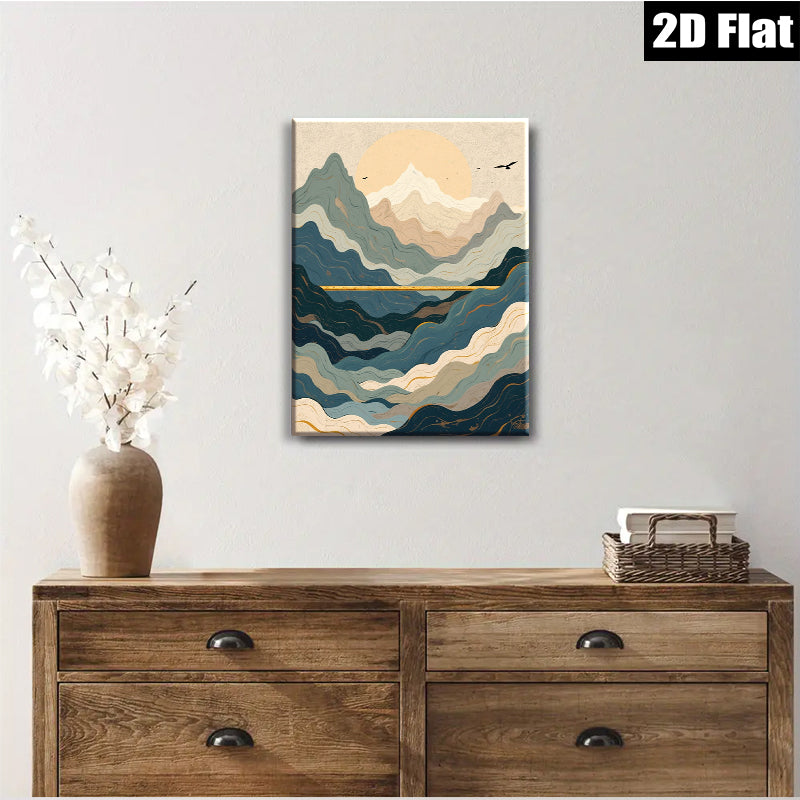 2D flat 1pc Majestic Mountainscape Sunrise Wall Art Living Room Bedroom Home Decor Modern Farmhouse Gallery Wrapped Canvas Prints Coastal Beach Aesthetic