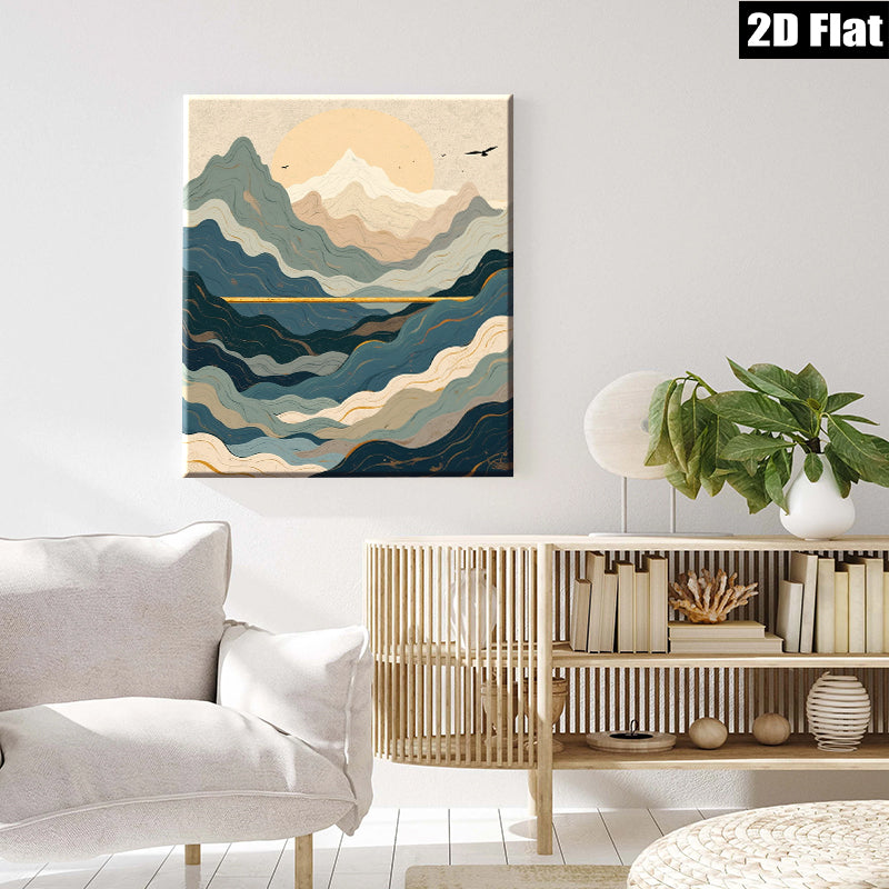 2D flat 1pc Majestic Mountainscape Sunrise Wall Art Living Room Bedroom Home Decor Modern Farmhouse Gallery Wrapped Canvas Prints Coastal Beach Aesthetic