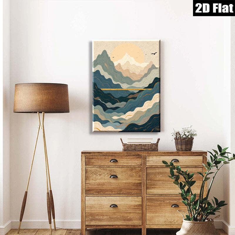 2D flat 1pc Majestic Mountainscape Sunrise Wall Art Living Room Bedroom Home Decor Modern Farmhouse Gallery Wrapped Canvas Prints Coastal Beach Aesthetic
