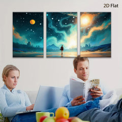 2D flat 1pc Majestic Nightscape Future City Dreamy Wall Art Living Room Bedroom Decor Canvas Prints Modern Farmhouse Style Coastal Aesthetic Gallery Wrapped Ready Hang