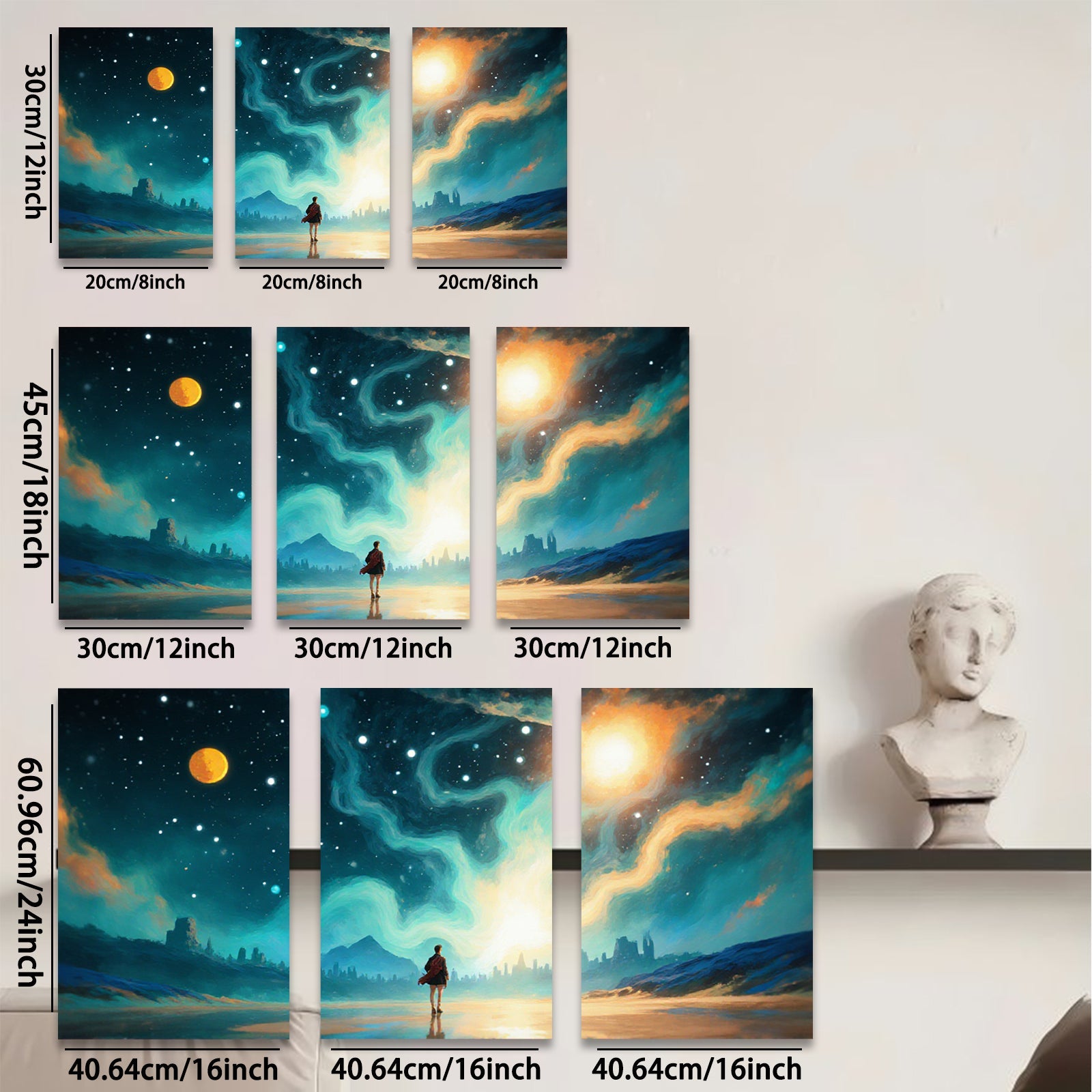 2D flat 1pc Majestic Nightscape Future City Dreamy Wall Art Living Room Bedroom Decor Canvas Prints Modern Farmhouse Style Coastal Aesthetic Gallery Wrapped Ready Hang