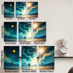 2D flat 1pc Majestic Nightscape Future City Dreamy Wall Art Living Room Bedroom Decor Canvas Prints Modern Farmhouse Style Coastal Aesthetic Gallery Wrapped Ready Hang
