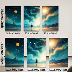 2D flat 1pc Majestic Nightscape Future City Dreamy Wall Art Living Room Bedroom Decor Canvas Prints Modern Farmhouse Style Coastal Aesthetic Gallery Wrapped Ready Hang
