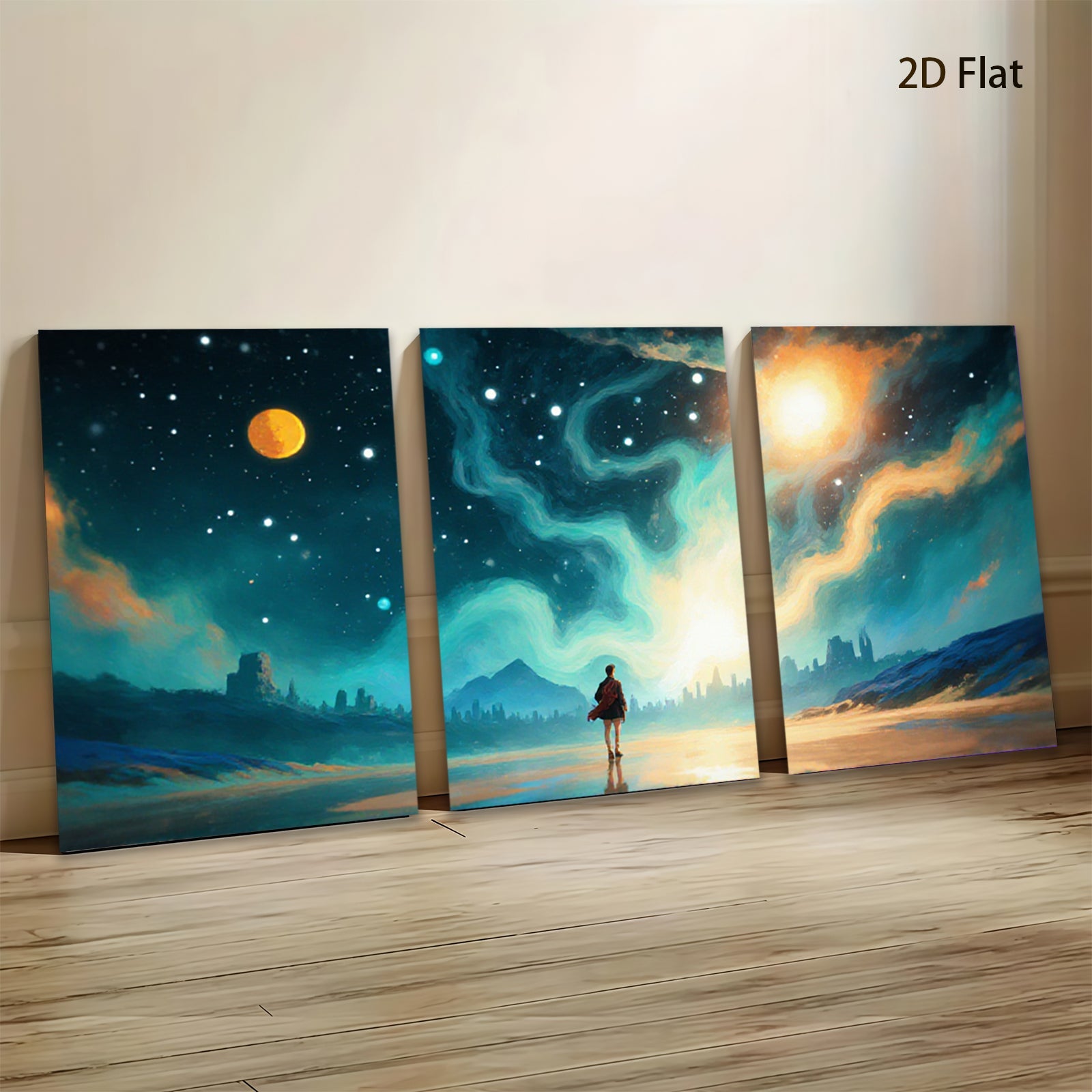 2D flat 1pc Majestic Nightscape Future City Dreamy Wall Art Living Room Bedroom Decor Canvas Prints Modern Farmhouse Style Coastal Aesthetic Gallery Wrapped Ready Hang