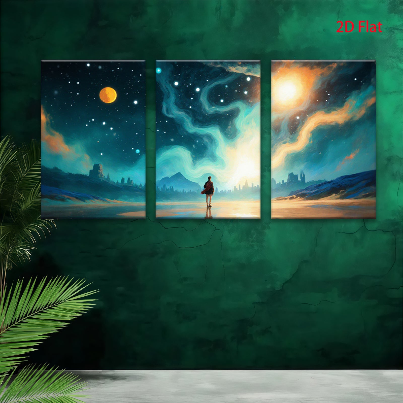 2D flat 1pc Majestic Nightscape Future City Dreamy Wall Art Living Room Bedroom Decor Canvas Prints Modern Farmhouse Style Coastal Aesthetic Gallery Wrapped Ready Hang
