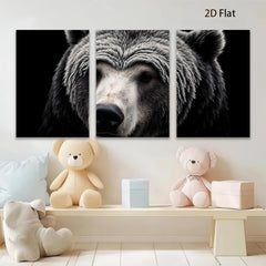 2D flat 1pc Majestic North American Black Bear Wildlife Portrait Canvas Wall Art for Living Room Bedroom Home Decor Modern Farmhouse Rustic Style