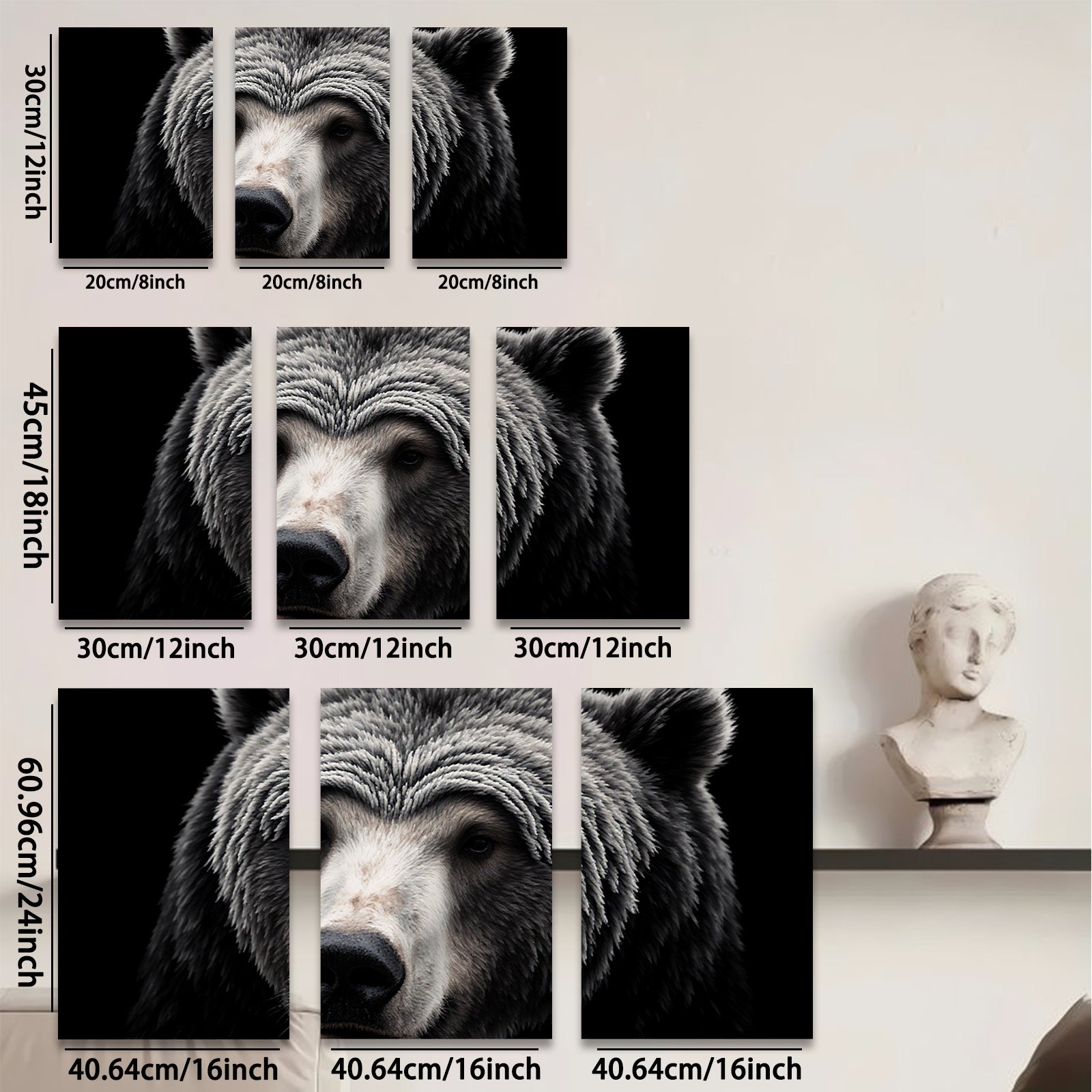 2D flat 1pc Majestic North American Black Bear Wildlife Portrait Canvas Wall Art for Living Room Bedroom Home Decor Modern Farmhouse Rustic Style