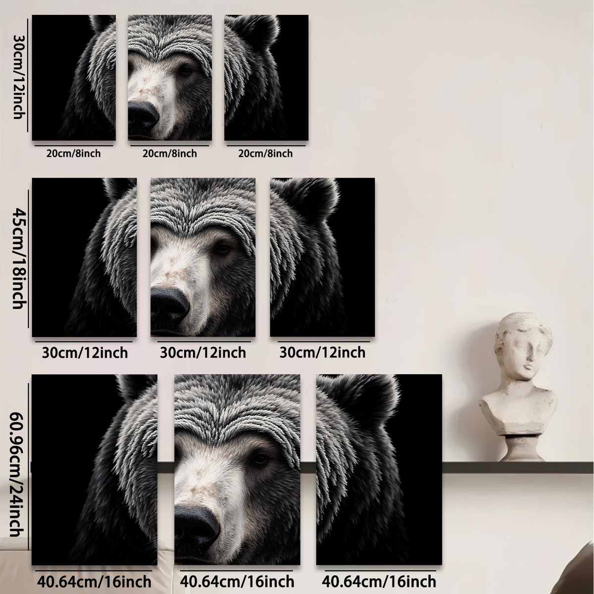 2D flat 1pc Majestic North American Black Bear Wildlife Portrait Canvas Wall Art for Living Room Bedroom Home Decor Modern Farmhouse Rustic Style