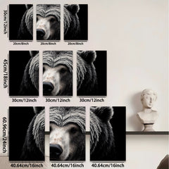 2D flat 1pc Majestic North American Black Bear Wildlife Portrait Canvas Wall Art for Living Room Bedroom Home Decor Modern Farmhouse Rustic Style