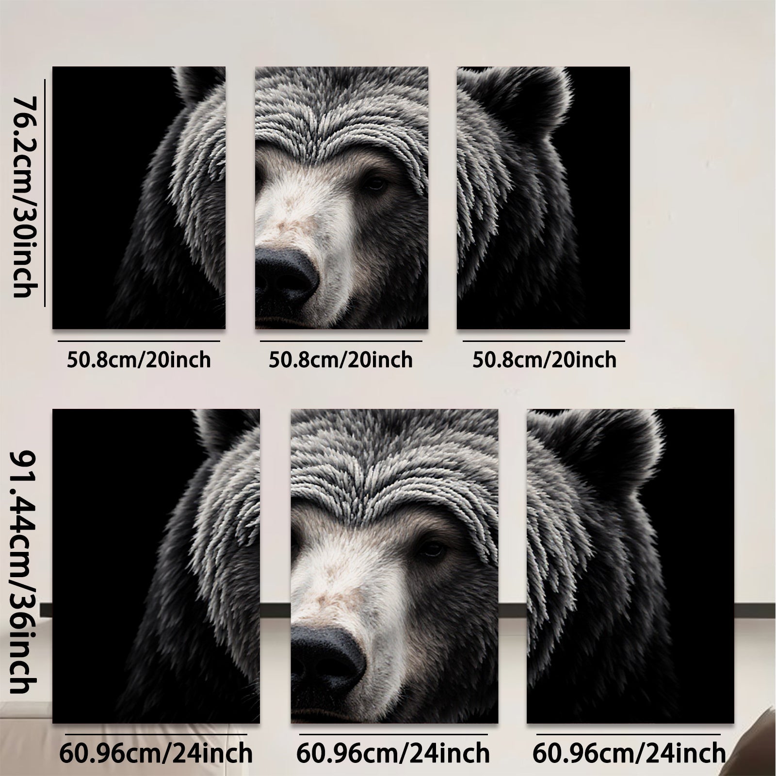 2D flat 1pc Majestic North American Black Bear Wildlife Portrait Canvas Wall Art for Living Room Bedroom Home Decor Modern Farmhouse Rustic Style