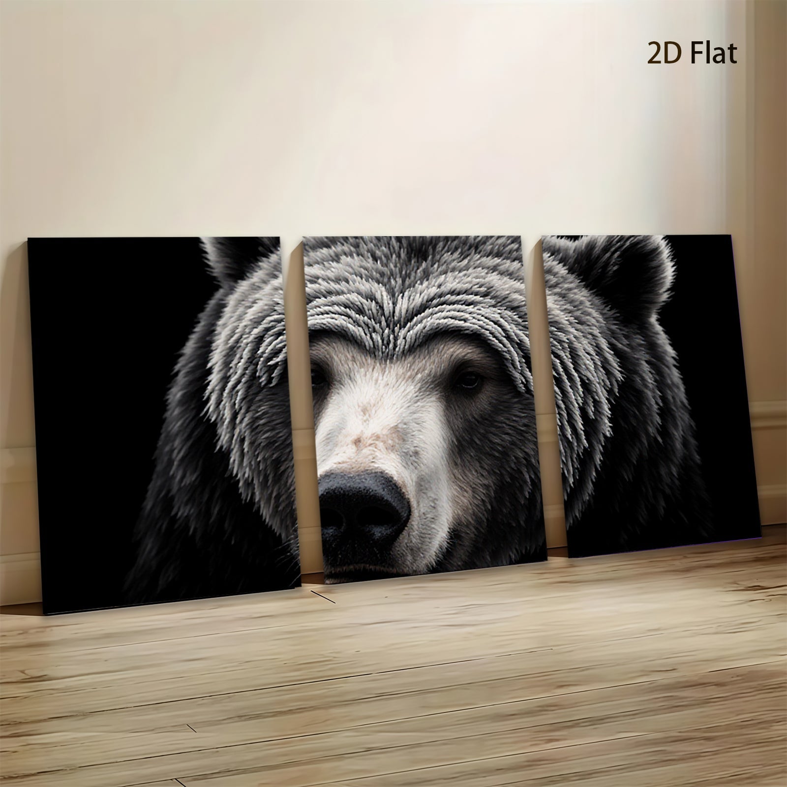2D flat 1pc Majestic North American Black Bear Wildlife Portrait Canvas Wall Art for Living Room Bedroom Home Decor Modern Farmhouse Rustic Style