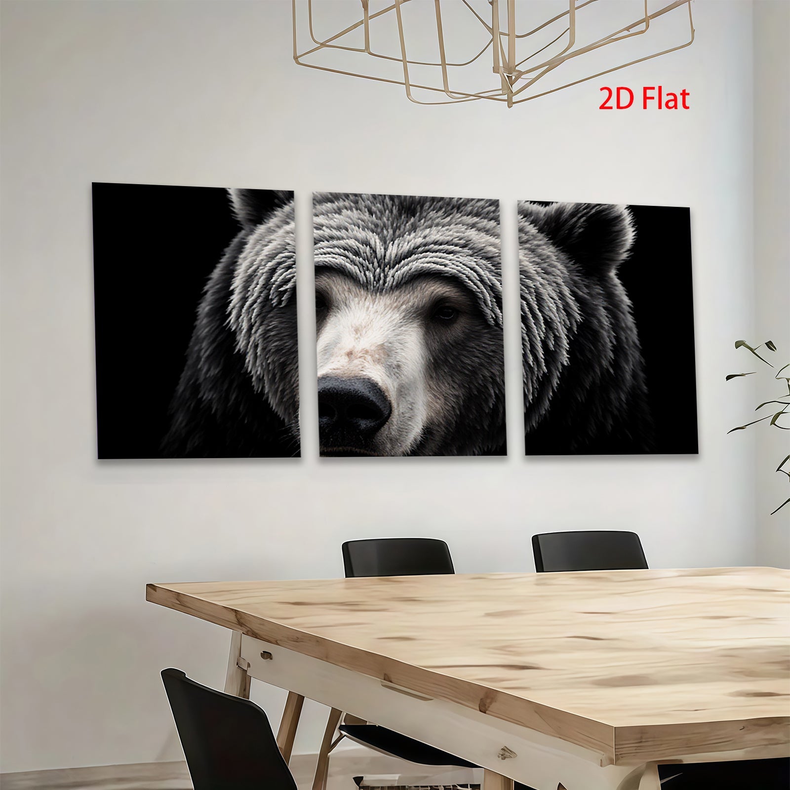 2D flat 1pc Majestic North American Black Bear Wildlife Portrait Canvas Wall Art for Living Room Bedroom Home Decor Modern Farmhouse Rustic Style
