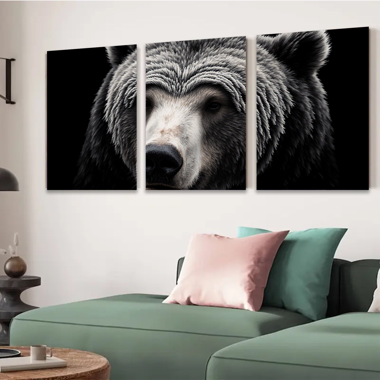 2D flat 1pc Majestic North American Black Bear Wildlife Portrait Canvas Wall Art for Living Room Bedroom Home Decor Modern Farmhouse Rustic Style