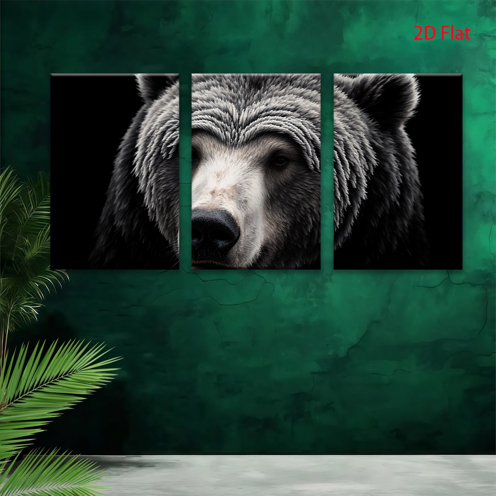 2D flat 1pc Majestic North American Black Bear Wildlife Portrait Canvas Wall Art for Living Room Bedroom Home Decor Modern Farmhouse Rustic Style