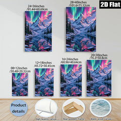 2D flat 1pc Majestic Northern Lights Reflecting Snowcapped Mountains Wall Art Living Room Bedroom Decor Home Office Canvas Prints Gallery Wrapped Ready To Hang Modern Farmhouse Style