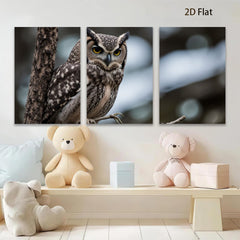 2D flat 1pc Majestic Owl Portrait Wildlife Art Canvas Wall Decor Living Room Bedroom Farmhouse Rustic Modern Gallery Wrapped Timeless