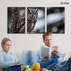 2D flat 1pc Majestic Owl Portrait Wildlife Art Canvas Wall Decor Living Room Bedroom Farmhouse Rustic Modern Gallery Wrapped Timeless