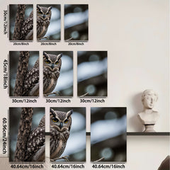2D flat 1pc Majestic Owl Portrait Wildlife Art Canvas Wall Decor Living Room Bedroom Farmhouse Rustic Modern Gallery Wrapped Timeless