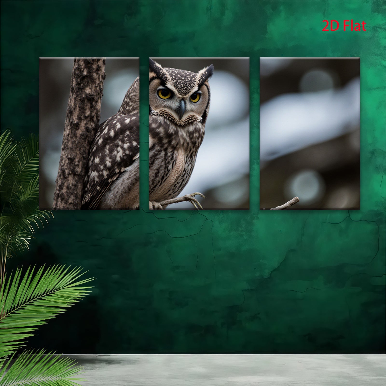 2D flat 1pc Majestic Owl Portrait Wildlife Art Canvas Wall Decor Living Room Bedroom Farmhouse Rustic Modern Gallery Wrapped Timeless