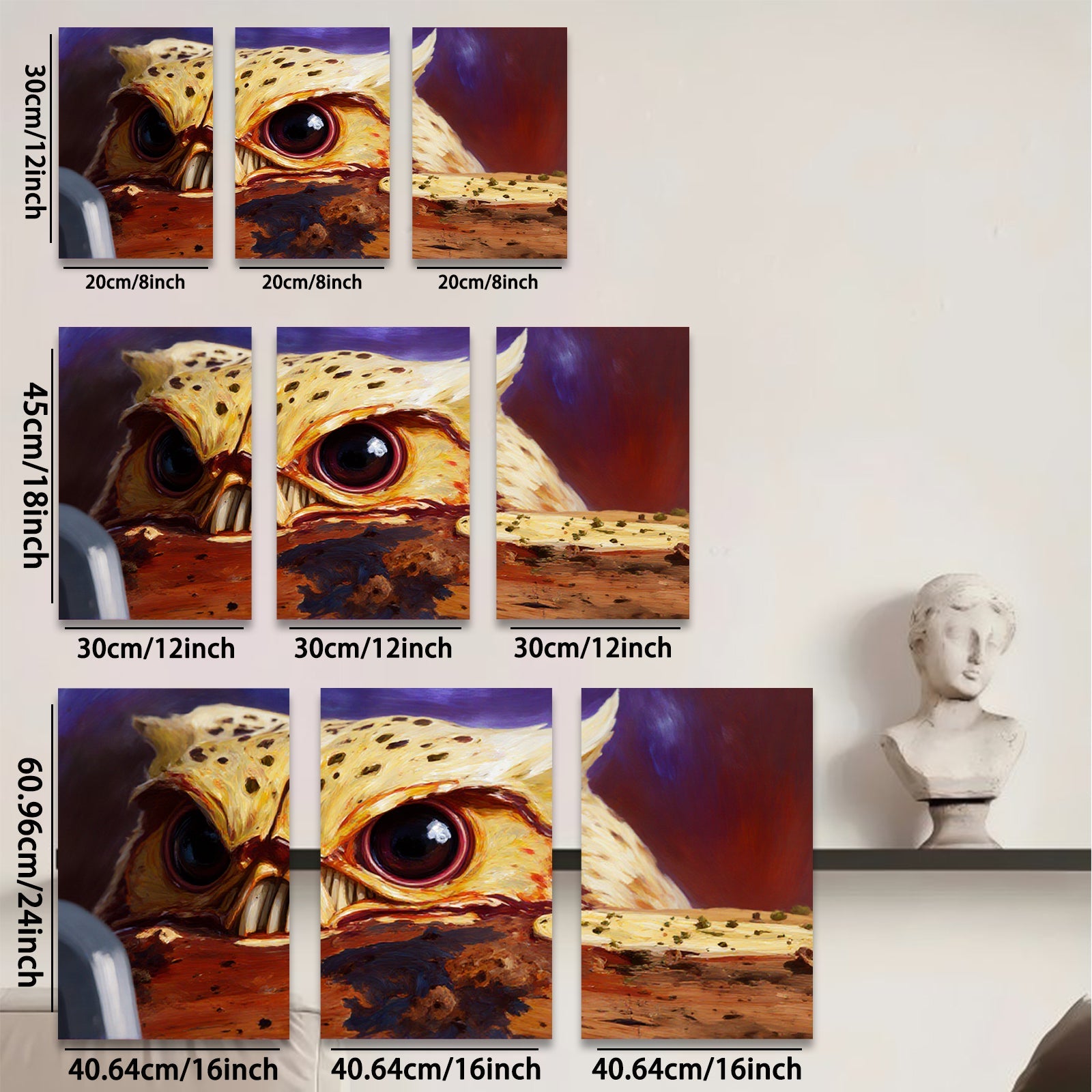 2D flat 1pc Majestic Owl Portrait Wildlife Art Canvas Wall Decor Living Room Bedroom Modern Farmhouse Gallery Wrapped Art