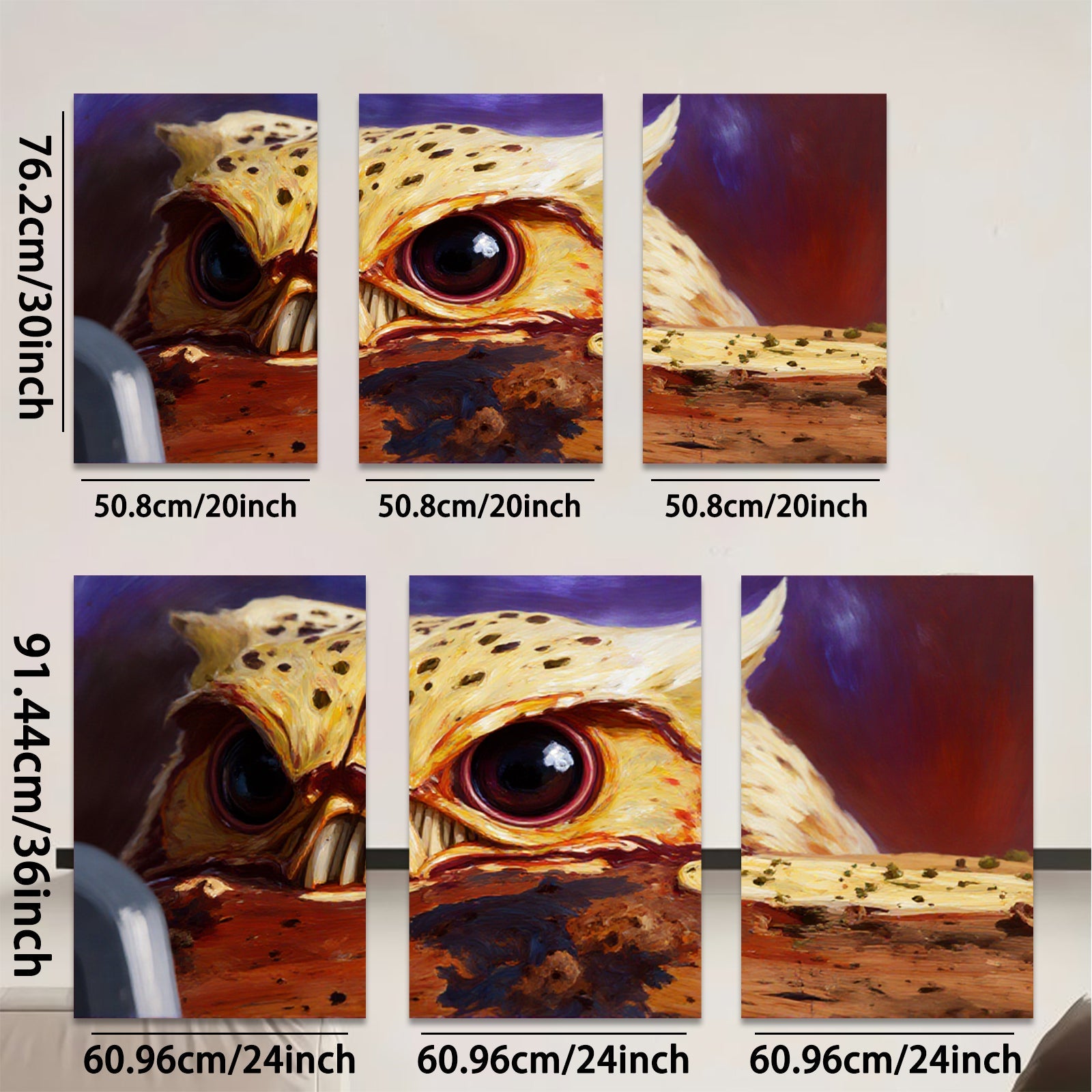 2D flat 1pc Majestic Owl Portrait Wildlife Art Canvas Wall Decor Living Room Bedroom Modern Farmhouse Gallery Wrapped Art