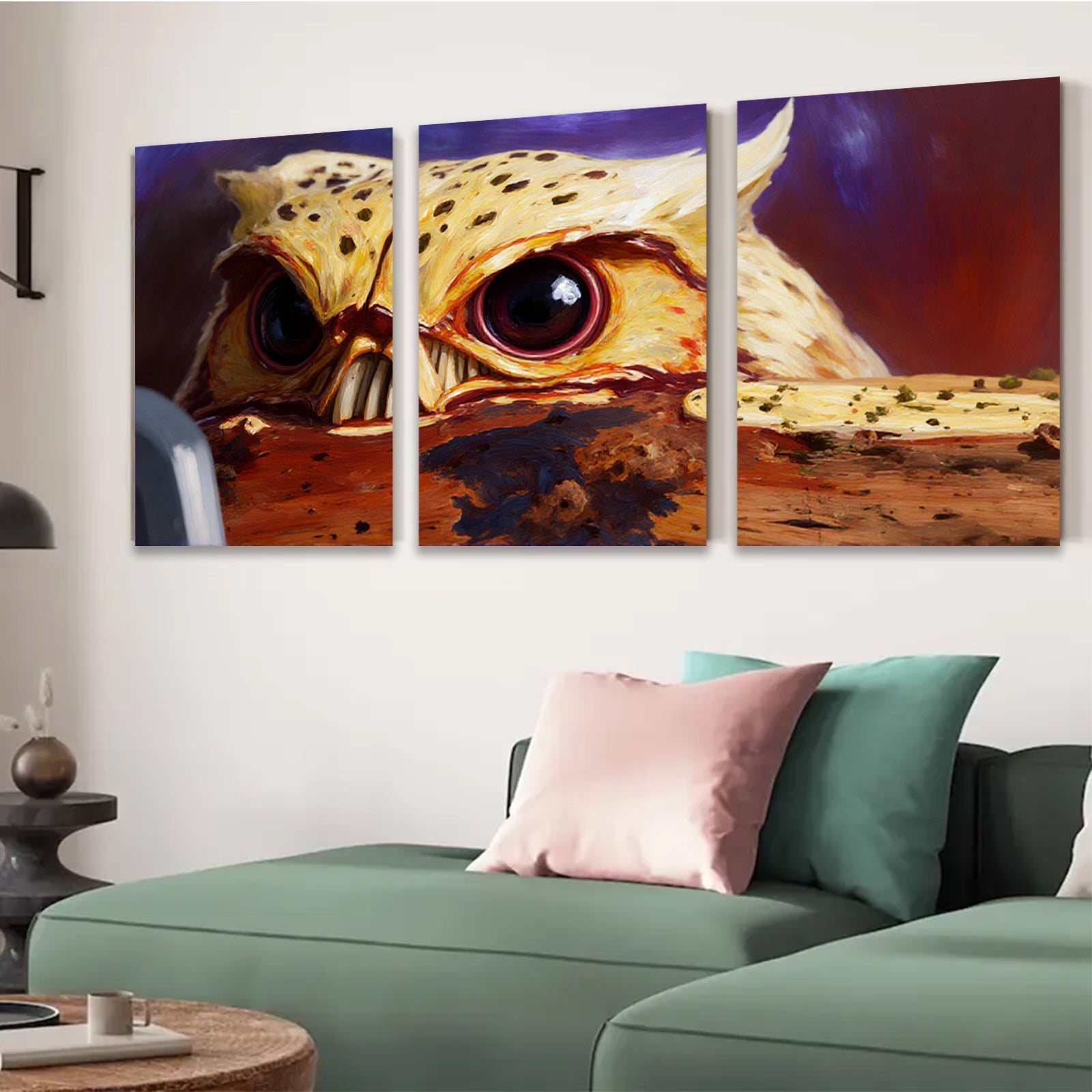 2D flat 1pc Majestic Owl Portrait Wildlife Art Canvas Wall Decor Living Room Bedroom Modern Farmhouse Gallery Wrapped Art