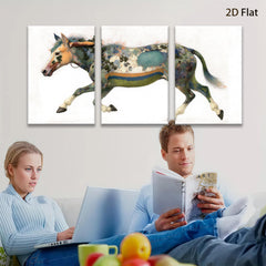 2D flat 1pc Majestic Painted Horse Canvas Wall Art Farm Animal Decor Living Room Bedroom Modern Farmhouse Style Gallery Wrapped Prints Teal Blue
