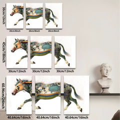 2D flat 1pc Majestic Painted Horse Canvas Wall Art Farm Animal Decor Living Room Bedroom Modern Farmhouse Style Gallery Wrapped Prints Teal Blue