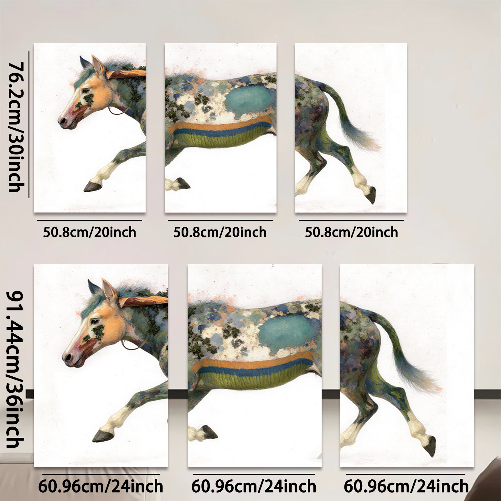 2D flat 1pc Majestic Painted Horse Canvas Wall Art Farm Animal Decor Living Room Bedroom Modern Farmhouse Style Gallery Wrapped Prints Teal Blue