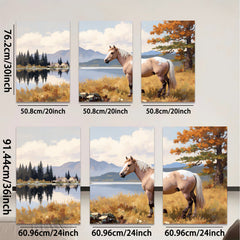2D flat 1pc Majestic Palomino Horse Lakeside Scene Wall Art Canvas Prints for Living Room Bedroom Home Decor Farmhouse Style Modern Artwork Gallery Wrapped