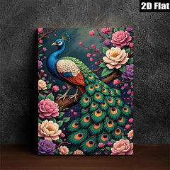 2D flat 1pc Majestic Peacock Blooms Floral Wall Art Living Room Bedroom Home Decor Gallery Wrapped Canvas Prints Ready to Hang Modern Farmhouse Style