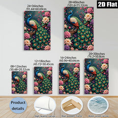 2D flat 1pc Majestic Peacock Blooms Floral Wall Art Living Room Bedroom Home Decor Gallery Wrapped Canvas Prints Ready to Hang Modern Farmhouse Style
