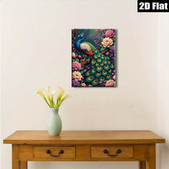 2D flat 1pc Majestic Peacock Blooms Floral Wall Art Living Room Bedroom Home Decor Gallery Wrapped Canvas Prints Ready to Hang Modern Farmhouse Style
