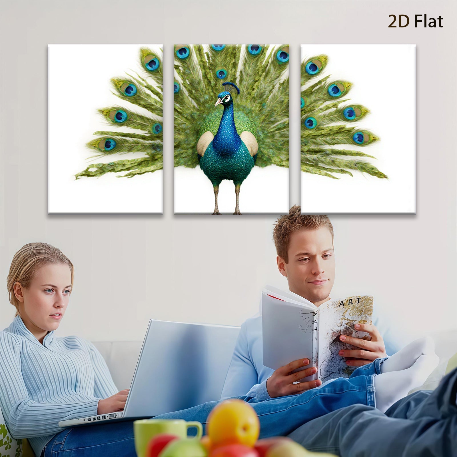2D flat 1pc Majestic Peacock Display Vibrant Wall Art Living Room Bedroom Home Decor Modern Farmhouse Gallery Wrapped Canvas Prints