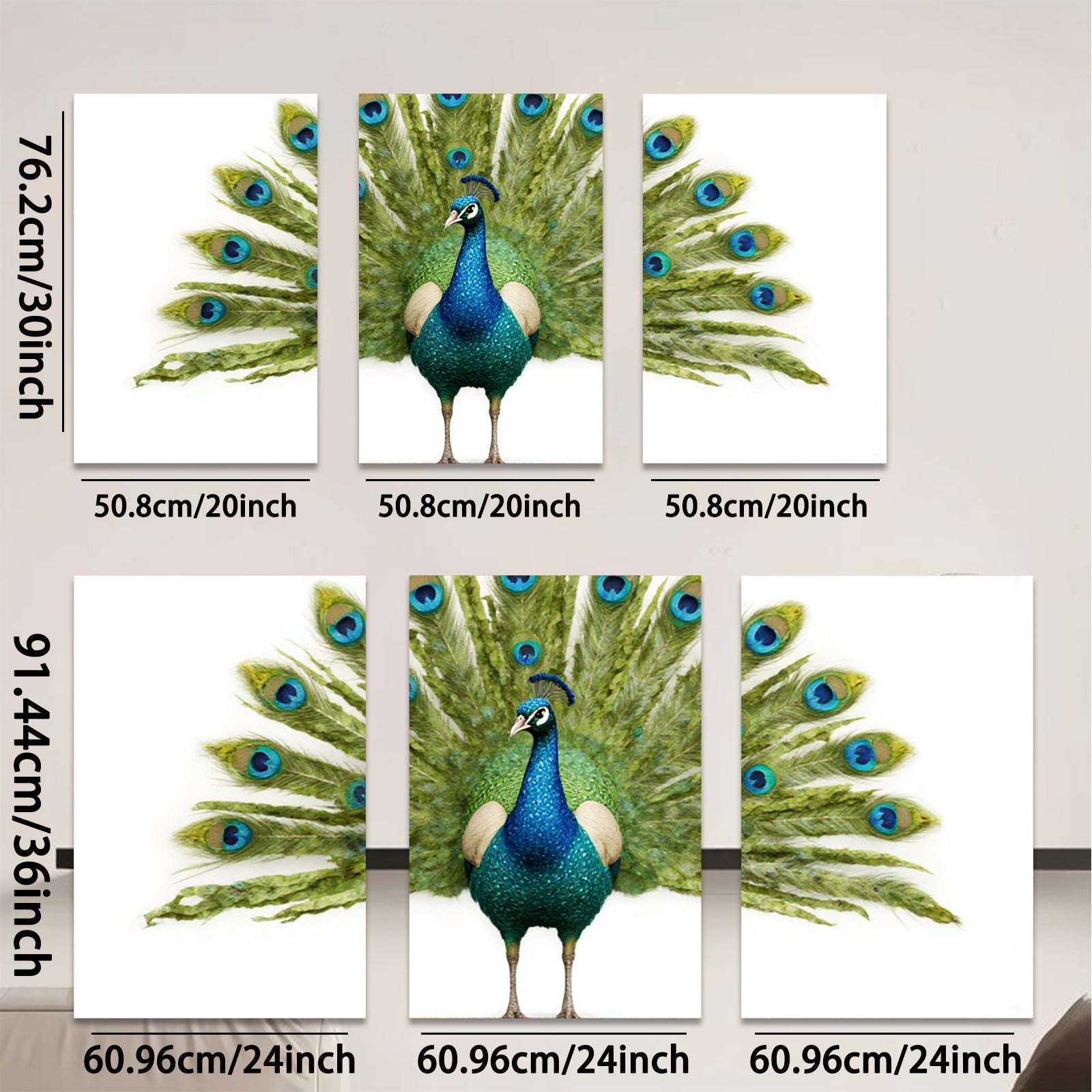 2D flat 1pc Majestic Peacock Display Vibrant Wall Art Living Room Bedroom Home Decor Modern Farmhouse Gallery Wrapped Canvas Prints