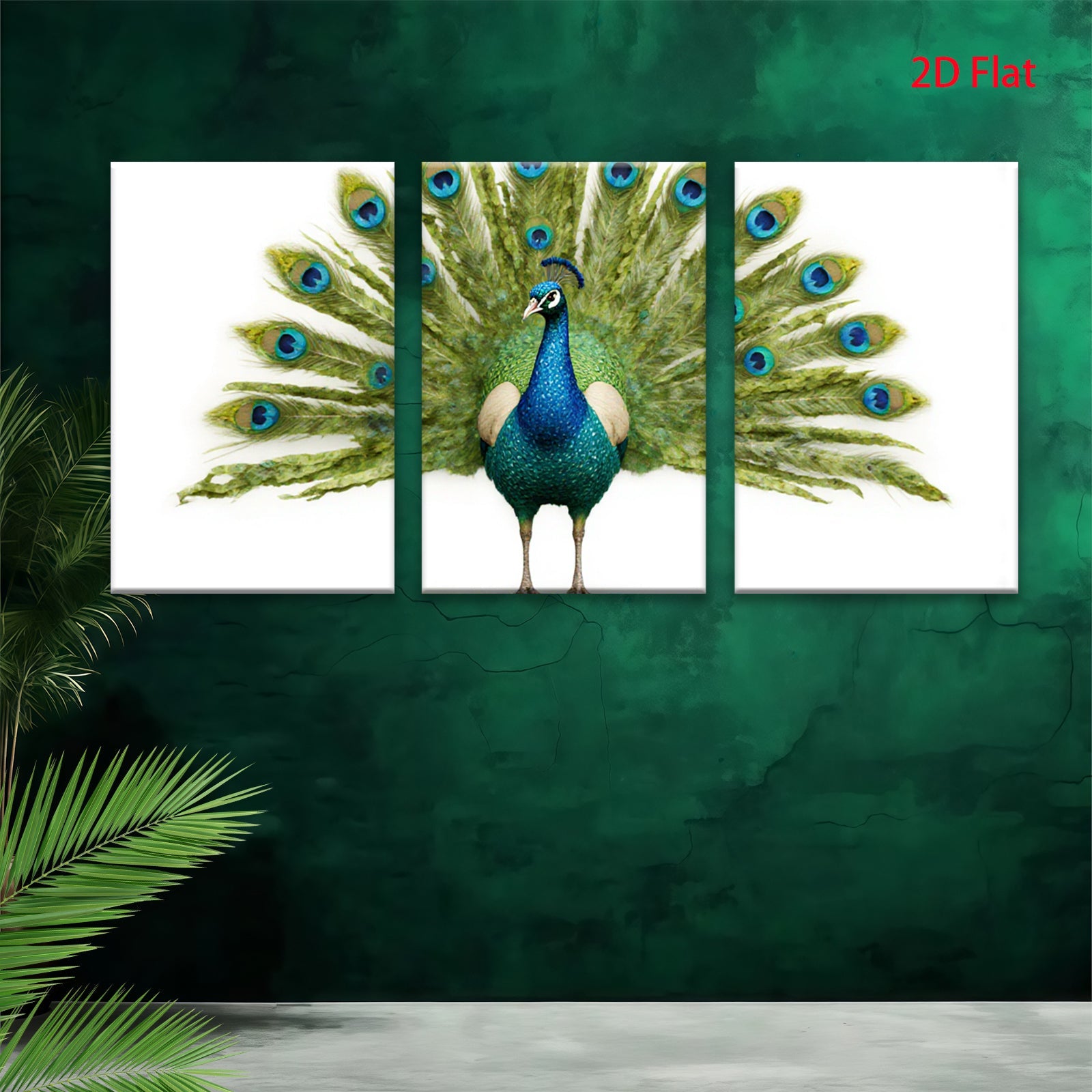 2D flat 1pc Majestic Peacock Display Vibrant Wall Art Living Room Bedroom Home Decor Modern Farmhouse Gallery Wrapped Canvas Prints