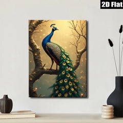 2D flat 1pc Majestic Peacock Feather Display Wall Art Living Room Bedroom Decor Farmhouse Style Gallery Wrapped Canvas Prints Modern Coastal Home Décor