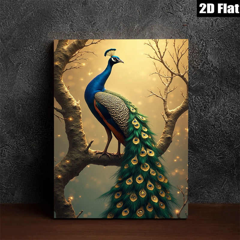 2D flat 1pc Majestic Peacock Feather Display Wall Art Living Room Bedroom Decor Farmhouse Style Gallery Wrapped Canvas Prints Modern Coastal Home Décor