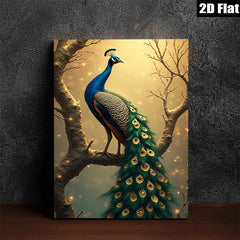 2D flat 1pc Majestic Peacock Feather Display Wall Art Living Room Bedroom Decor Farmhouse Style Gallery Wrapped Canvas Prints Modern Coastal Home Décor