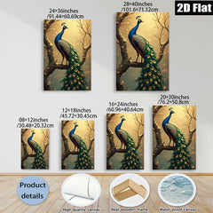 2D flat 1pc Majestic Peacock Feather Display Wall Art Living Room Bedroom Decor Farmhouse Style Gallery Wrapped Canvas Prints Modern Coastal Home Décor