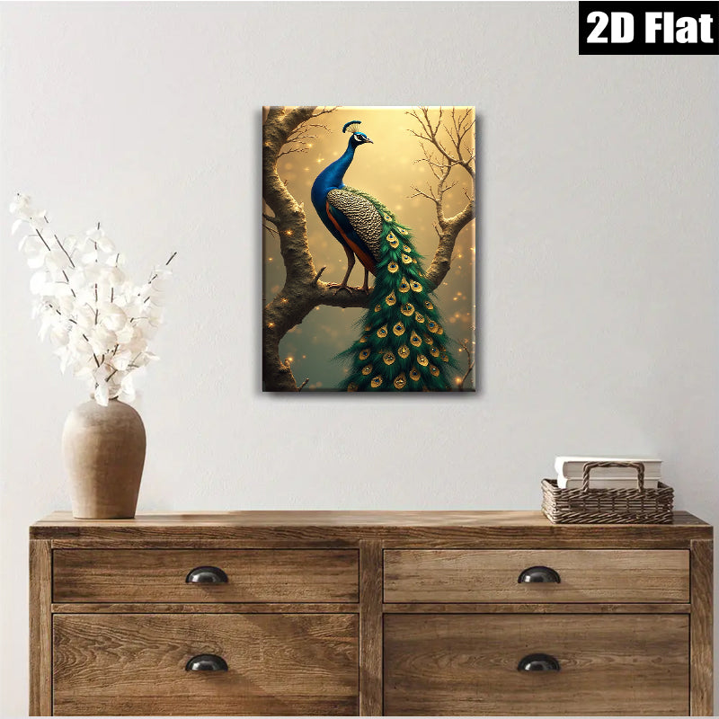 2D flat 1pc Majestic Peacock Feather Display Wall Art Living Room Bedroom Decor Farmhouse Style Gallery Wrapped Canvas Prints Modern Coastal Home Décor