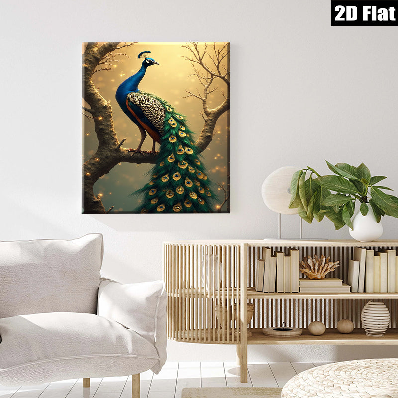 2D flat 1pc Majestic Peacock Feather Display Wall Art Living Room Bedroom Decor Farmhouse Style Gallery Wrapped Canvas Prints Modern Coastal Home Décor