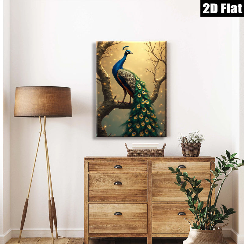 2D flat 1pc Majestic Peacock Feather Display Wall Art Living Room Bedroom Decor Farmhouse Style Gallery Wrapped Canvas Prints Modern Coastal Home Décor
