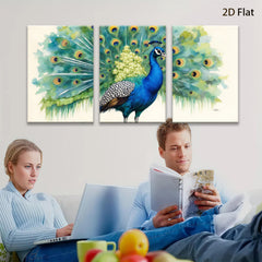 2D flat 1pc Majestic Peacock Feather Display Wall Art Living Room Bedroom Home Decor Gallery Wrapped Canvas Prints Modern Farmhouse Style Coastal Chic