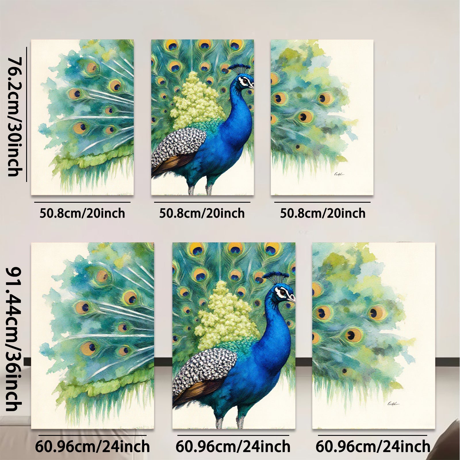 2D flat 1pc Majestic Peacock Feather Display Wall Art Living Room Bedroom Home Decor Gallery Wrapped Canvas Prints Modern Farmhouse Style Coastal Chic