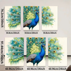 2D flat 1pc Majestic Peacock Feather Display Wall Art Living Room Bedroom Home Decor Gallery Wrapped Canvas Prints Modern Farmhouse Style Coastal Chic