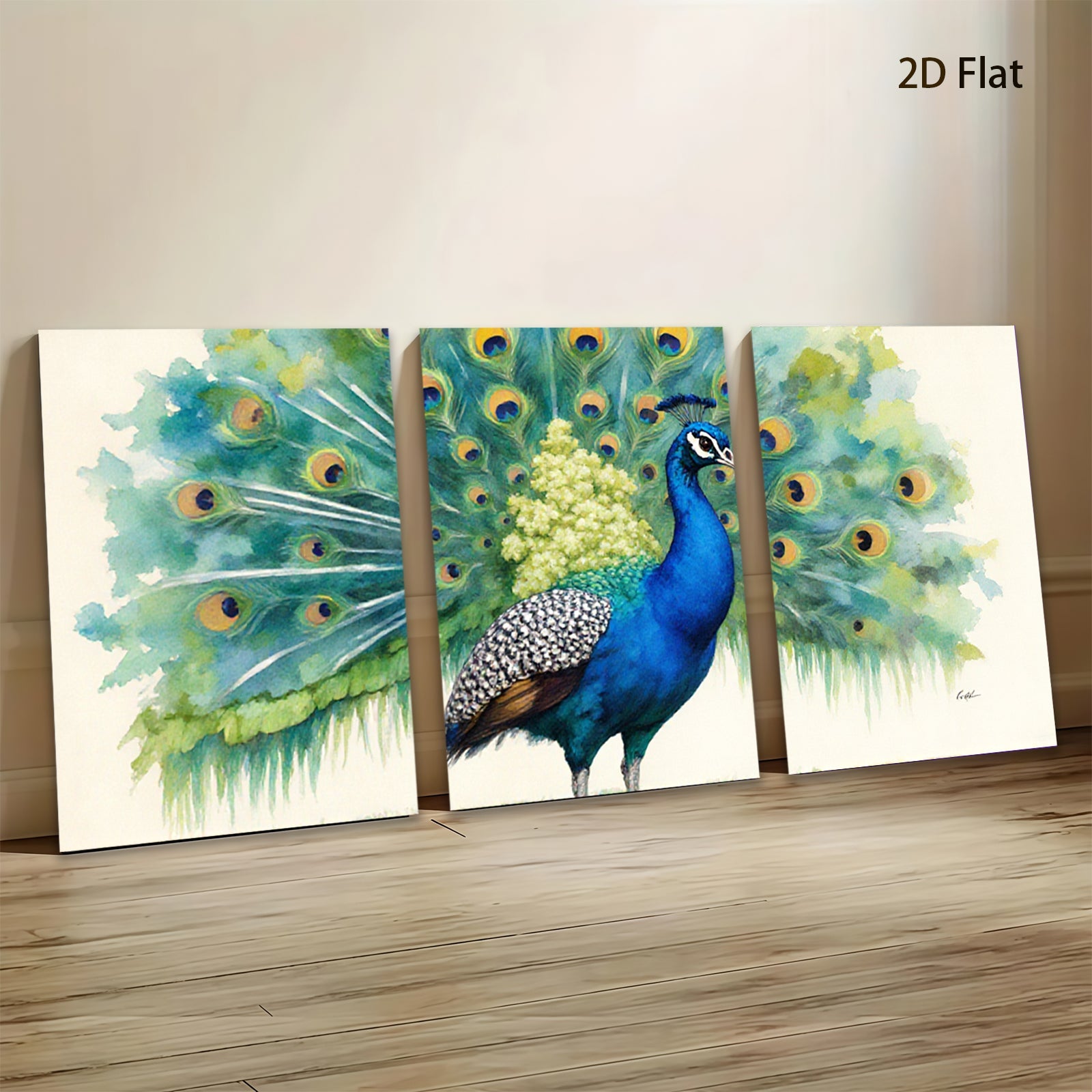 2D flat 1pc Majestic Peacock Feather Display Wall Art Living Room Bedroom Home Decor Gallery Wrapped Canvas Prints Modern Farmhouse Style Coastal Chic