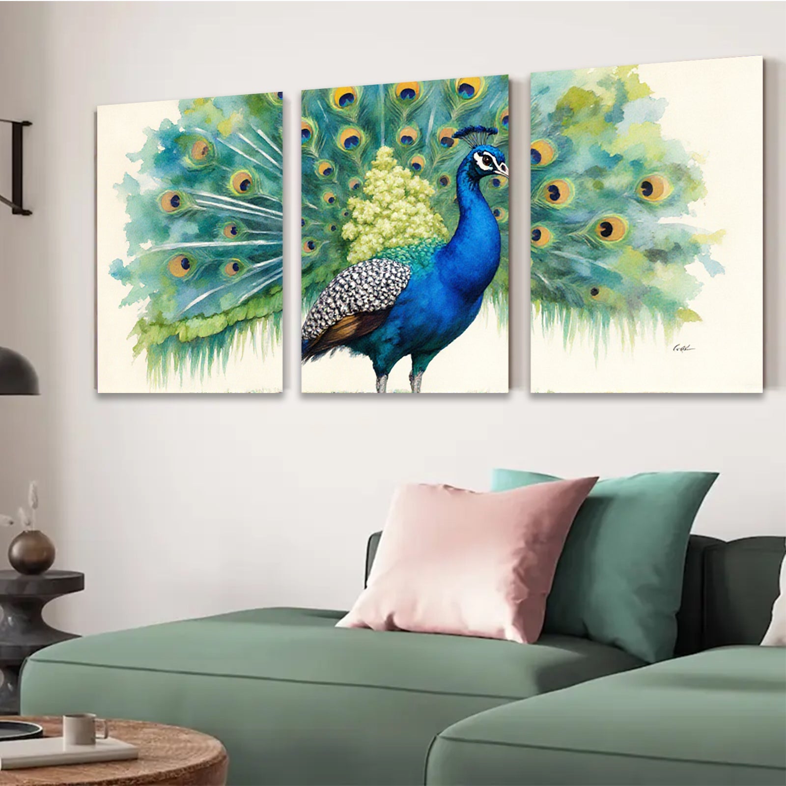 2D flat 1pc Majestic Peacock Feather Display Wall Art Living Room Bedroom Home Decor Gallery Wrapped Canvas Prints Modern Farmhouse Style Coastal Chic