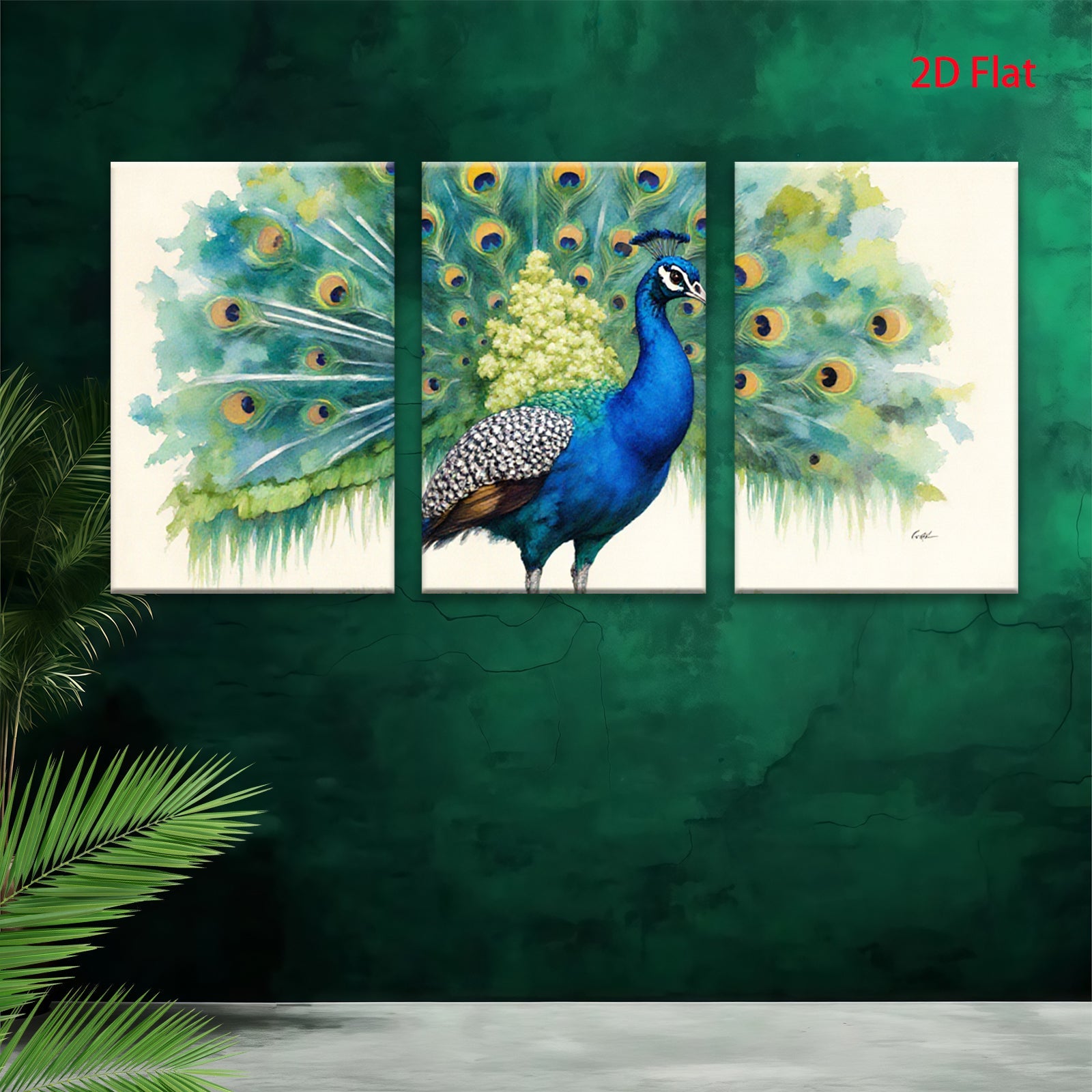 2D flat 1pc Majestic Peacock Feather Display Wall Art Living Room Bedroom Home Decor Gallery Wrapped Canvas Prints Modern Farmhouse Style Coastal Chic
